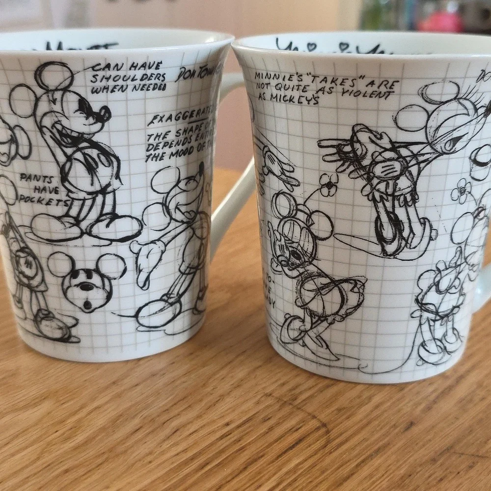 2008 Disney SKETCHBOOK MICKEY & MINNIE MOUSE MUG SET - Picture 5 of 7